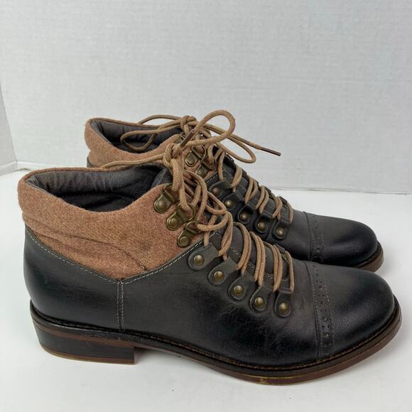 Kensie Sz 8.5 Sissel Brown Distressed Lace-up Oxford Ankle Booties Academia - Picture 8 of 16